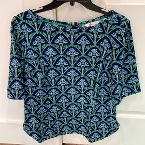 Boden navy top with flower print